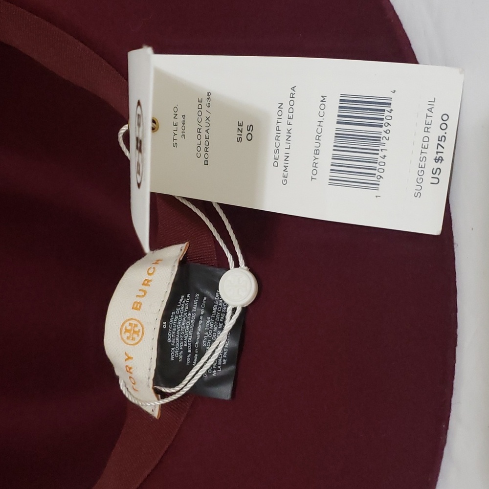 Brand New Tory Burch Bordeaux "Gemini Link" Fedora - Picture 8 of 9